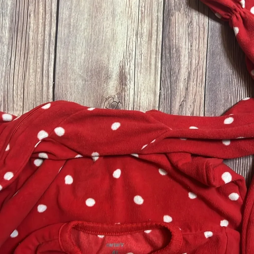 Carter’s 4T Christmas Footed Fleece Pajamas Reindeer Red Polka Dot Sleeper